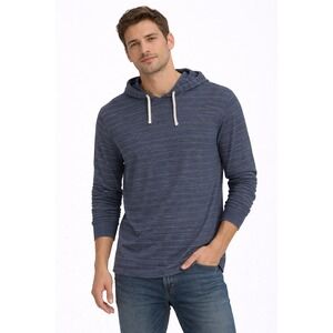 Marine Layer Hoodie Mens M Blue Striped Lightweight Long Sleeve Pullover Casual